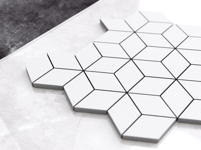 Mosaik aus Gres auf Netz für Bad oder Küche 30,5 cm x 26,5 cm - White Diamod Romb