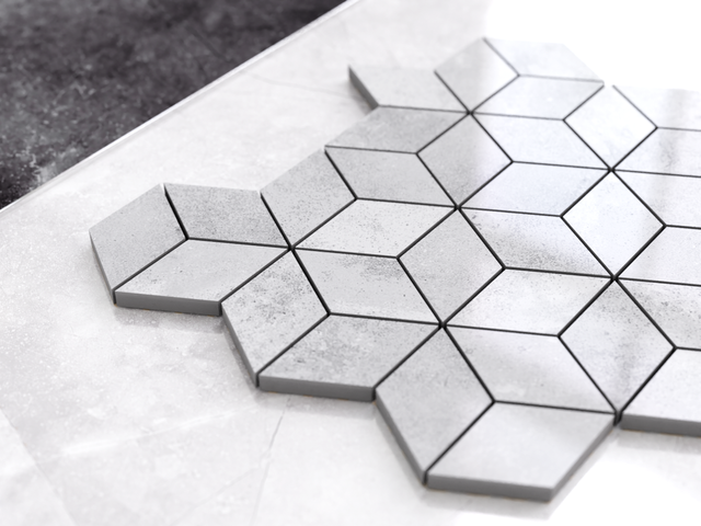 Mosaico de gres en red para baño o cocina 30.5 cm x 26.5 cm - Mármol claro