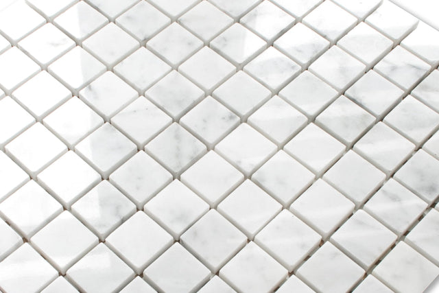 Natural stone mosaic, marble, on mesh for bathroom or kitchen 30 cm x 30 cm - Carrara