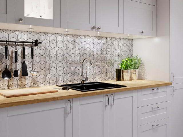 Mosaic in gres on net for bathroom or kitchen 30.5 cm x 26.5 cm - Broken Diamond Romb