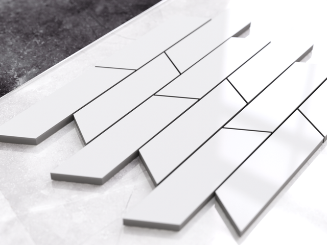 Mosaic in gres on mesh for bathroom or kitchen 25.3 cm x 28.6 cm - Pahoehoe white