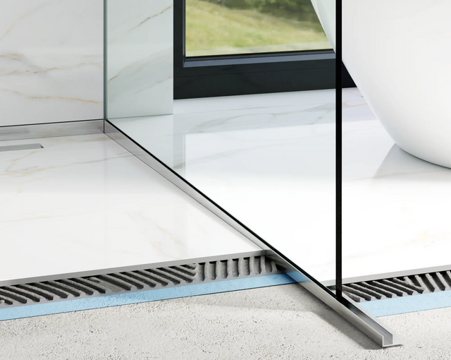 Profil verre douche et sol droit argent satiné