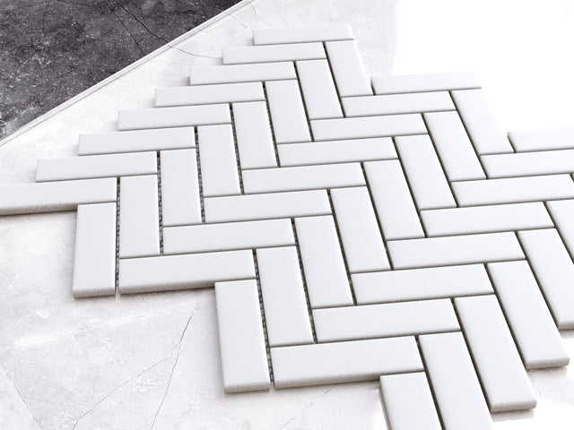 Mosaico in ceramica su rete per bagno o cucina 31.5 cm x 27.7 cm - White forest