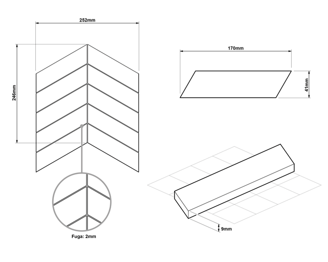 Mosaic in gres on net for bathroom or kitchen 24.6 cm x 25.2 cm - Marble spruce