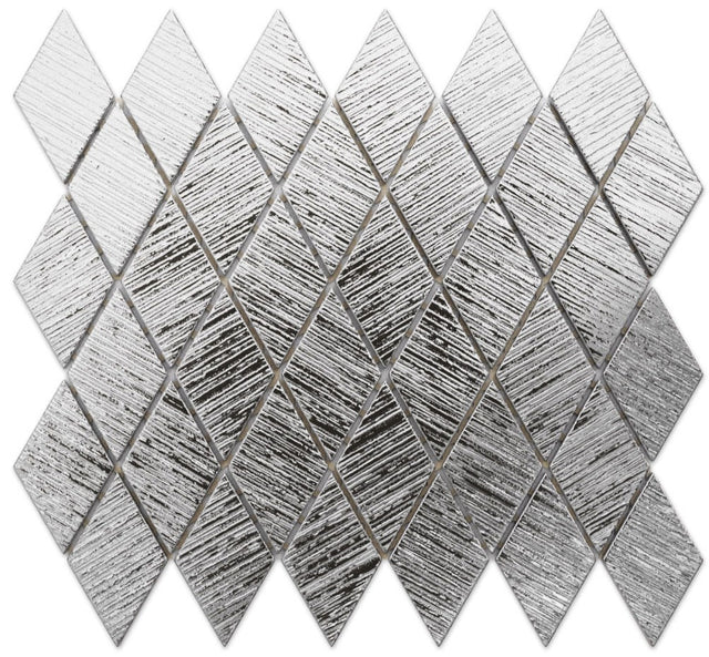 Mosaico de vidrio en red para baño o cocina 26.5 cm x 30.5 cm - Tulipán plateado