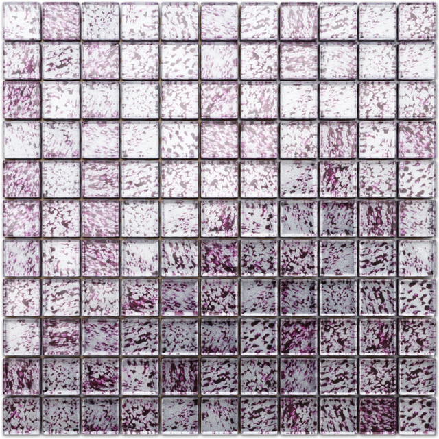 Glass mosaic on mesh for bathroom or kitchen 30 cm x 30 cm - Purple silver