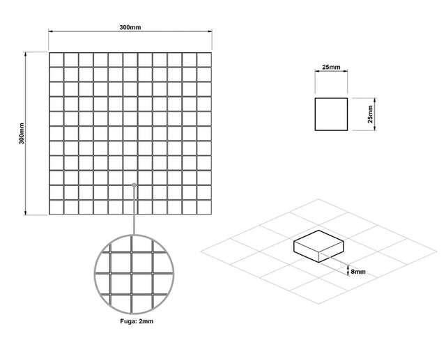 Glass mosaic on mesh for bathroom or kitchen 30 x 30 cm - The gold rush