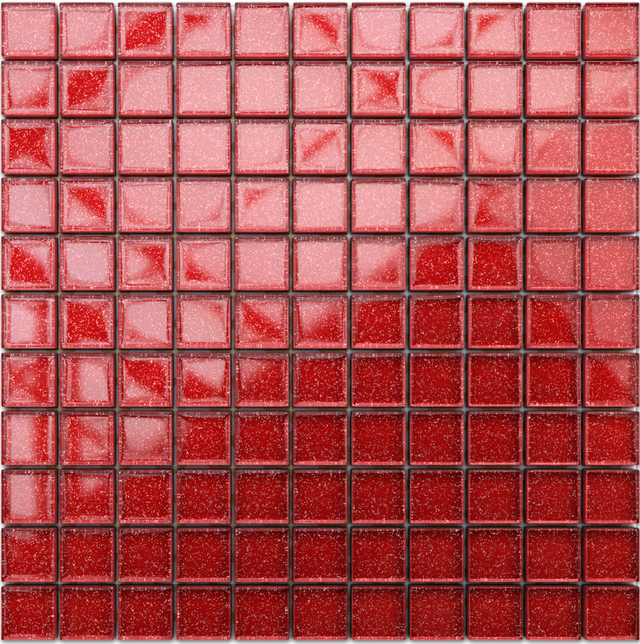 Glass mosaic on mesh for bathroom or kitchen 30 cm x 30 cm - Bright red