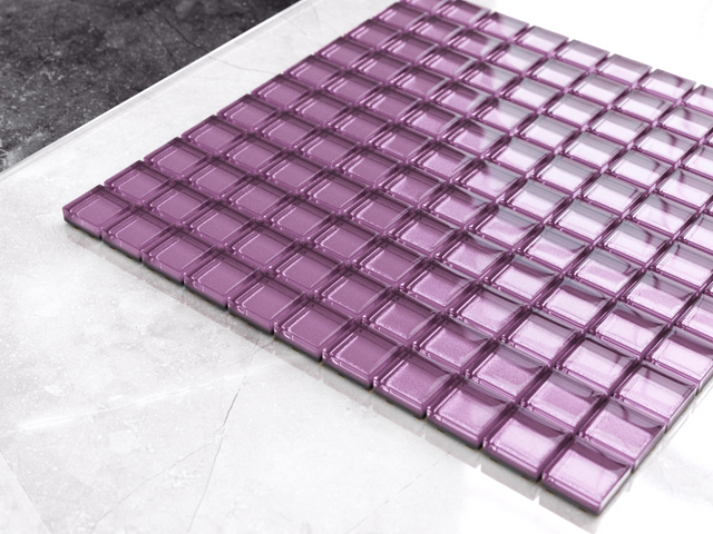 Glass mosaic on mesh for bathroom or kitchen 30 cm x 30 cm - Pink agate