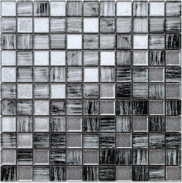 Glass mosaic on mesh for bathroom or kitchen 30 cm x 30 cm - Diamond Zebra