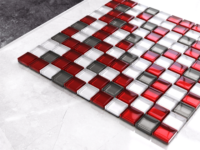 Mosaïque en verre sur filet pour salle de bain ou cuisine 30 cm x 30 cm - Art moderne