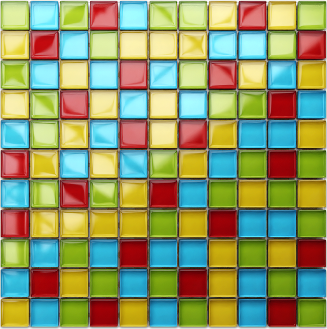 Mosaico in vetro su rete per bagno o cucina 30 cm x 30 cm - Legoland