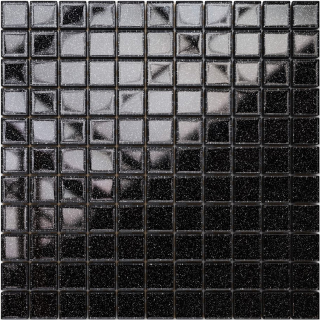 Glass mosaic on mesh for bathroom or kitchen 30 cm x 30 cm - Black galaxy