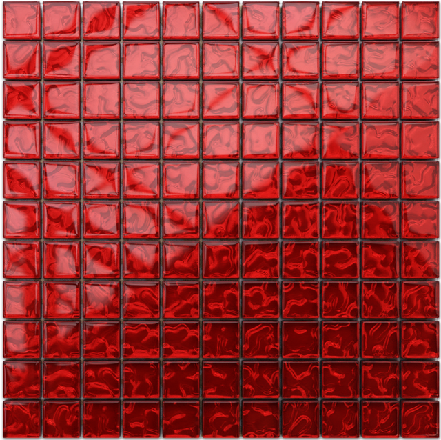 Mosaïque en verre sur filet pour salle de bain ou cuisine 30 x 30 cm - Corail rouge