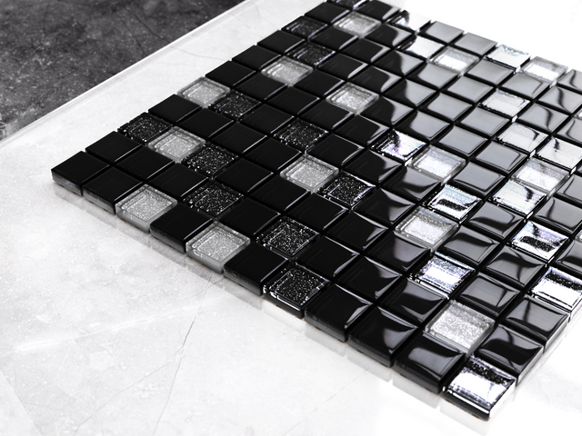 Glass mosaic on mesh for bathroom or kitchen 30 cm x 30 cm – Moon night