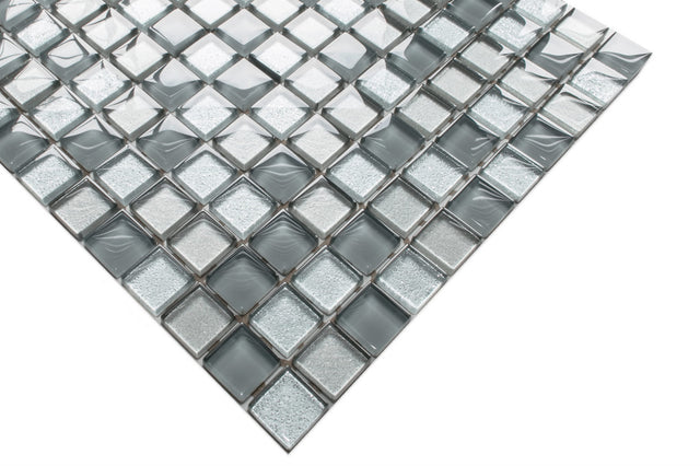 Glass mosaic on mesh for bathroom or kitchen 30 cm x 30 cm - Gray turtle