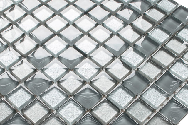 Glass mosaic on mesh for bathroom or kitchen 30 cm x 30 cm - Gray turtle