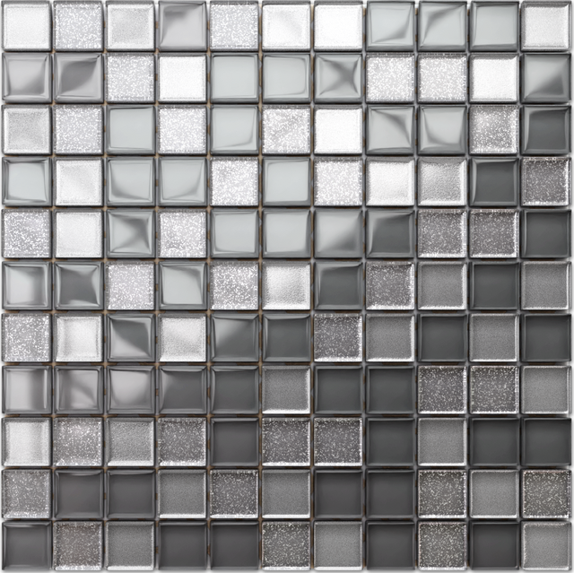 Glass mosaic on mesh for bathroom or kitchen 30 cm x 30 cm - Gray turtle