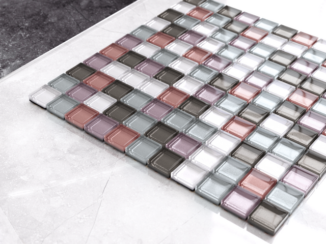 Mosaik aus Glas auf Netz für Bad oder Küche 30 cm x 30 cm - Pink Floyd