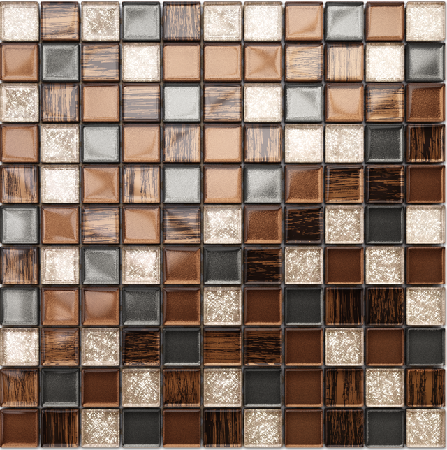 Mosaico in vetro su rete per bagno o cucina 30 cm x 30 cm - Old school