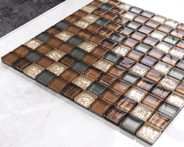 Mosaico in vetro su rete per bagno o cucina 30 cm x 30 cm - Old school