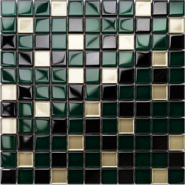 Mosaico in vetro su rete per bagno o cucina 30 cm x 30 cm - Green relax