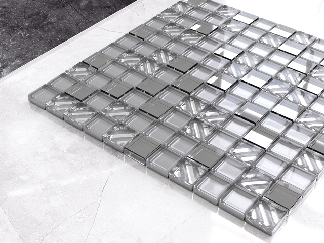 Mosaik aus Glas auf Netz für Bad oder Küche 30 cm x 30 cm - Moonlight Spiegel