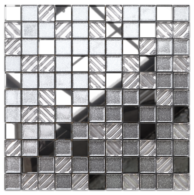 Mosaik aus Glas auf Netz für Bad oder Küche 30 cm x 30 cm - Moonlight Spiegel