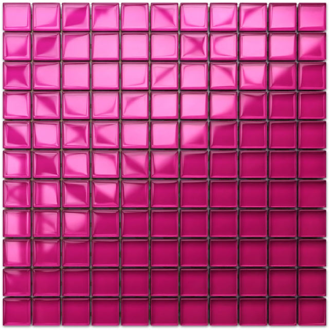 Glass mosaic on mesh for bathroom or kitchen 30 cm x 30 cm - Pink grapefruit