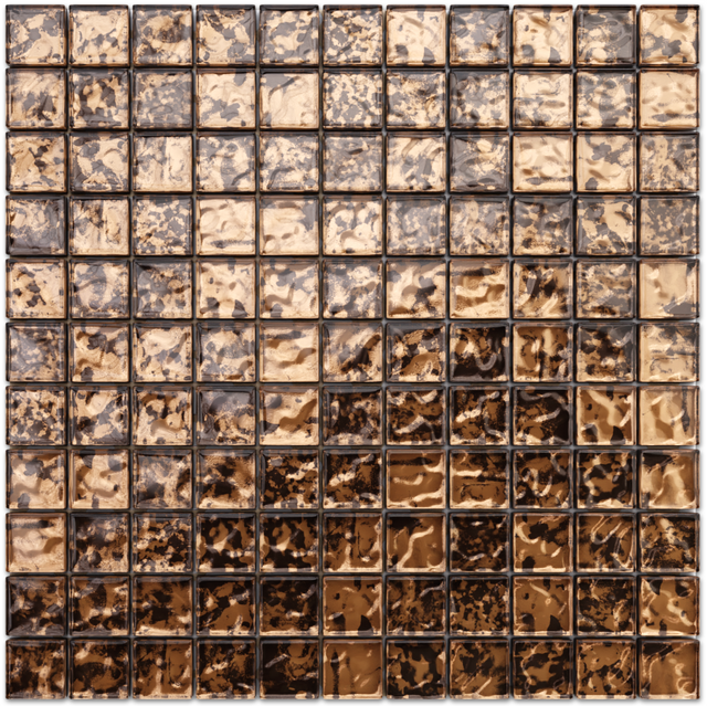 Glass mosaic on mesh for bathroom or kitchen 30 cm x 30 cm - Baltic amber