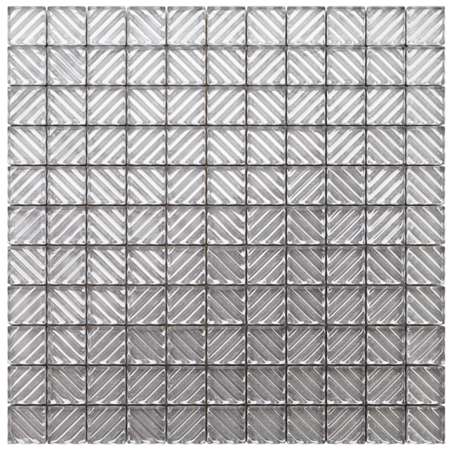 Mosaico in vetro su rete per  bagno o cucina 30 cm x 30 cm - Silver labirynth