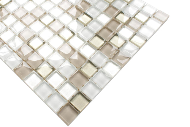 Glass mosaic on mesh for bathroom or kitchen 30 cm x 30 cm - Caffelatte