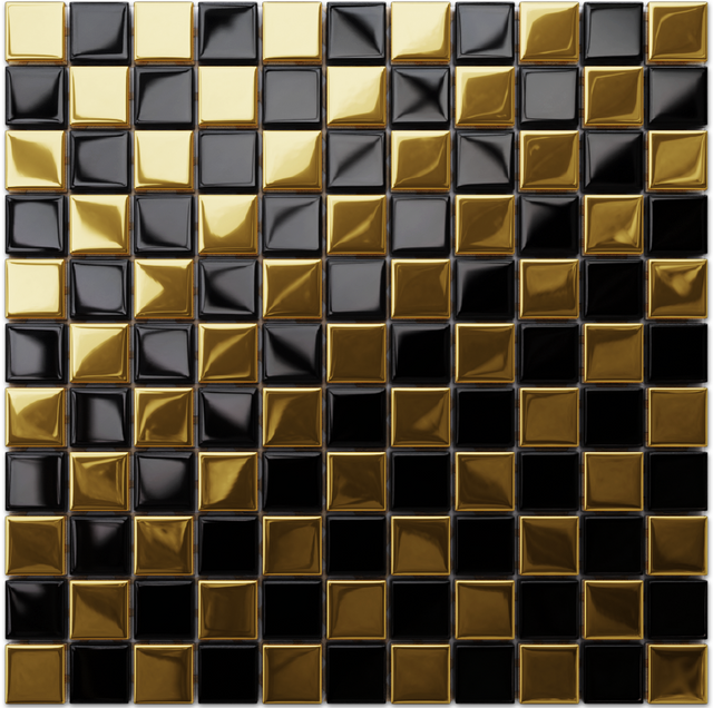 Mosaico in vetro su rete per bagno o cucina 30 cm x 30 cm - Gold dama