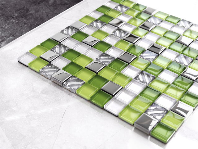 Mosaico in vetro su rete per bagno o cucina 30x30 cm - Green fashion