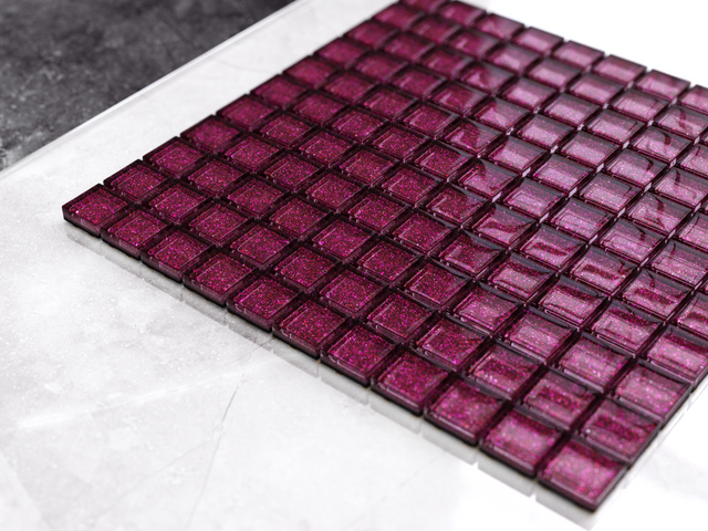 Glass mosaic on mesh for bathroom or kitchen 30 cm x 30 cm - Lilac sand