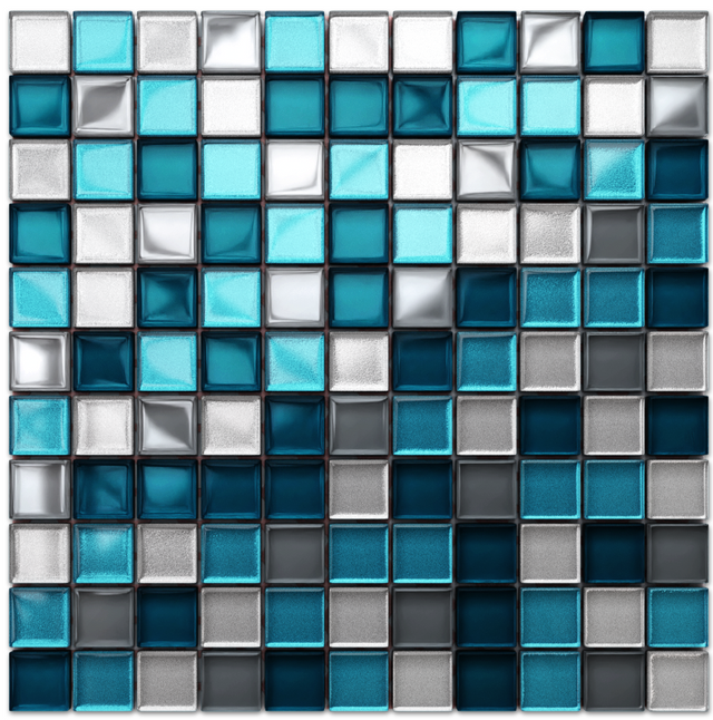 Glass mosaic on mesh for bathroom or kitchen 30 cm x 30 cm - Deep lake