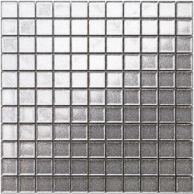 Mosaico in vetro su rete per bagno o cucina 30 cm x 30 cm - Silver sparks
