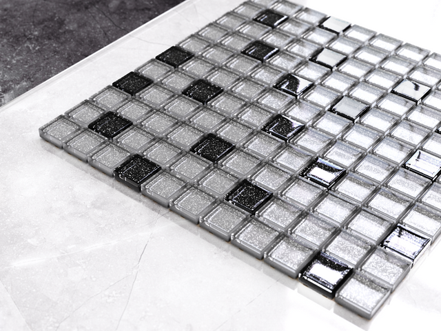 Glass mosaic on mesh for bathroom or kitchen 30 cm x 30 cm - Hades