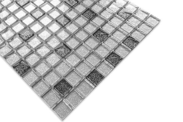 Glass mosaic on mesh for bathroom or kitchen 30 cm x 30 cm - Hades