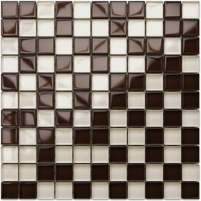 Mosaico su rete in vetro per bagno o cucina 30 cm x 30 cm - White walnut