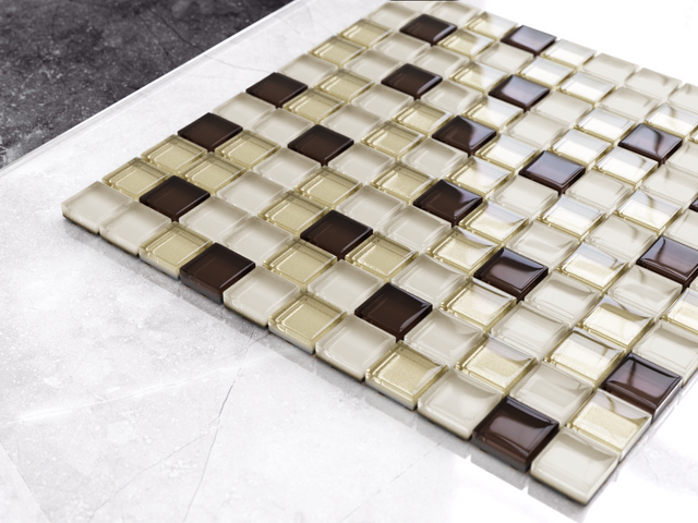 Mosaico su rete in vetro per bagno o cucina 30 cm x 30 cm - Persephone