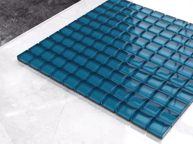 Glass mosaic on mesh for bathroom or kitchen 30 cm x 30 cm - Cote d’Azur