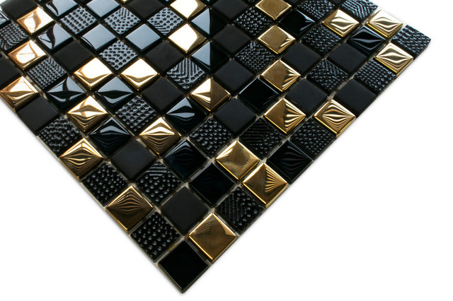 Mosaico in vetro su rete per bagno o cucina 30 cm x 30 cm - El Dorado