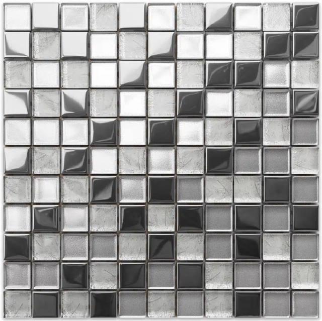 Glass mosaic on mesh for bathroom or kitchen 30 cm x 30 cm - Crushed moon