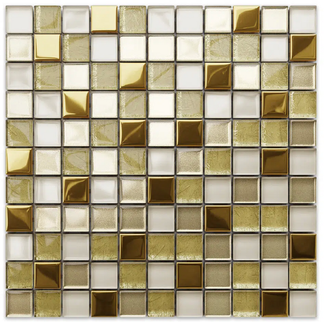 Mosaico in vetro su rete per bagno o cucina 30 cm x 30 cm – Crushed Cheops