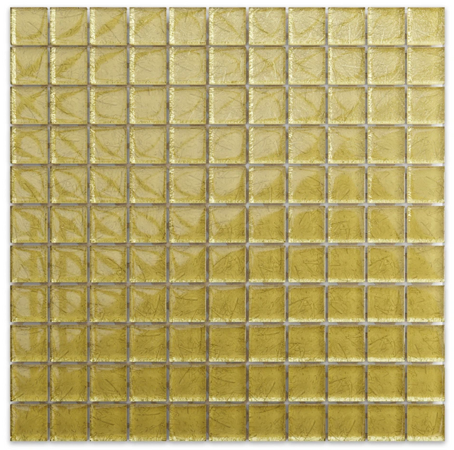 Glass mosaic on mesh for bathroom or kitchen 30 cm x 30 cm - Crushed gold
