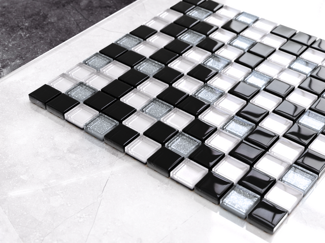 Mosaico in vetro su rete per bagno o cucina 30 cm x 30 cm - Moonwalk