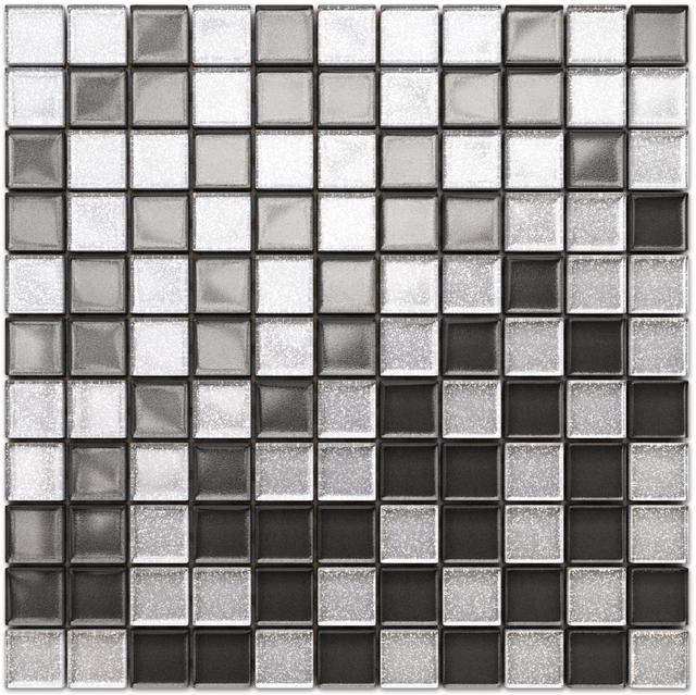 Mosaico in vetro su rete per bagno o cucina 30 cm x 30 cm - Graphite diamond