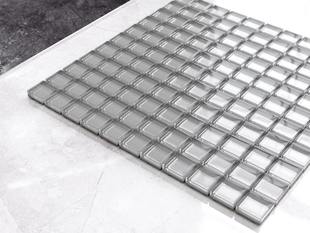 Glass mosaic on net for bathroom or kitchen 30 cm x 30 cm - Wrought iron