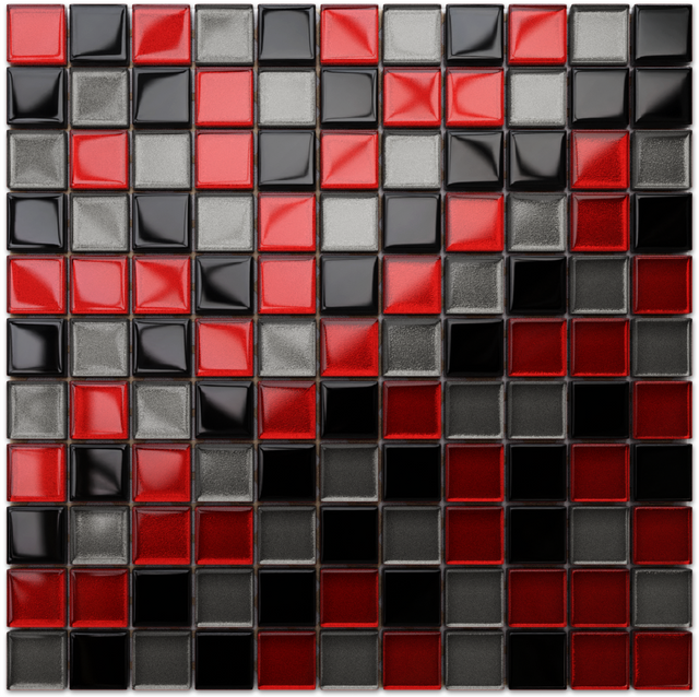 Glass mosaic on mesh for bathroom or kitchen 30 cm x 30 cm - Crimson grey
